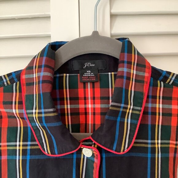 J. Crew women's pajama set shirt long pants XS buttonup plaid red black holiday - Picture 4 of 15